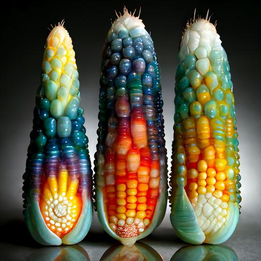 Heads of rainbow glass Fibonacci corn --q 2 --v 4