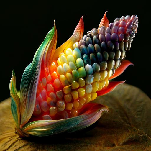 Heads of rainbow glass Fibonacci corn --q 2 --v 4