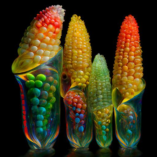 Heads of rainbow glass Fibonacci corn --q 2 --v 4