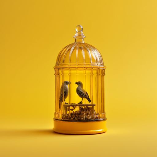birdcage made of squirt bottle mustard frozen in time