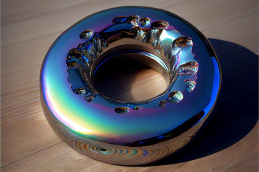 lead weight metal donut with liquid mercury glazing --ar 3:2 --c 6 --v 4 --upbeta --q 2