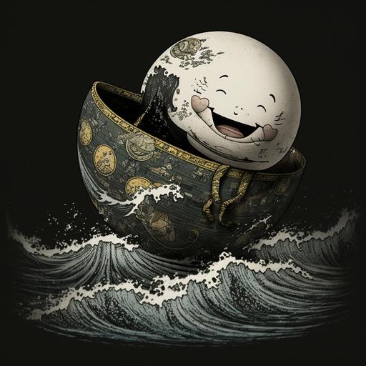 Black Metal, Kintsugi Humpty Dumpty Smiling, adrift at sea lost
