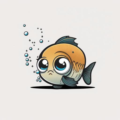 cute dead fish chibi cartoon vector simple white background