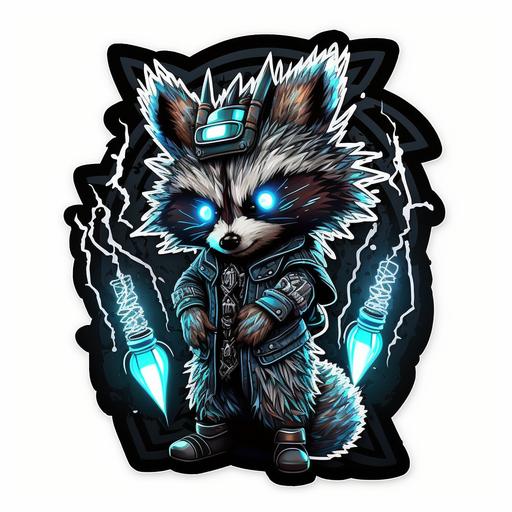 dark evil rabbit raccoon electric vector sticker