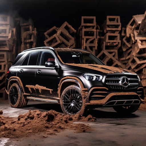 Mercedes gle 2022 black with 21 inch wheels crush ice cream packets exploding in many colors chocolate vanilla cocoa flavor
