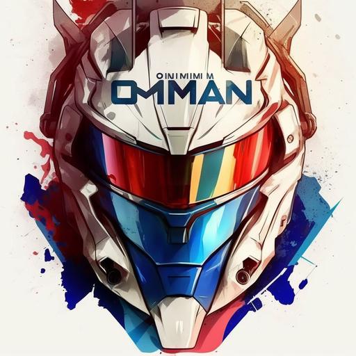 gundam style mask logo, white mask with daytona blue and red accents. Incorporate the name Danny Merkury in it.