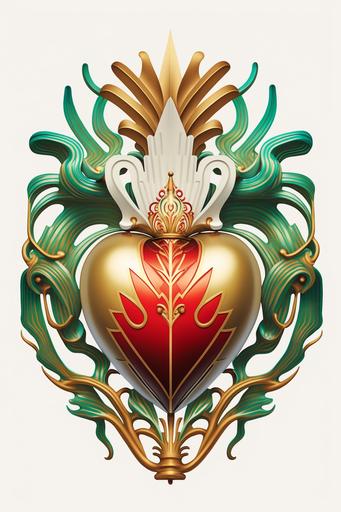 Mexican sacred heart seen from the front, art deco, art nouveau, 1930 style, white background, modern painting, surrealism, 8k --ar 2:3