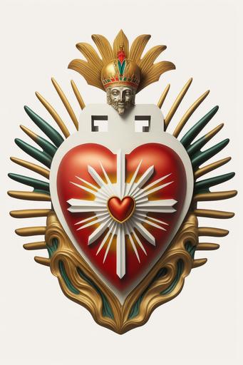 Mexican sacred heart seen from the front, art deco, art nouveau, 1930 style, white background, modern painting, surrealism, 8k --ar 2:3