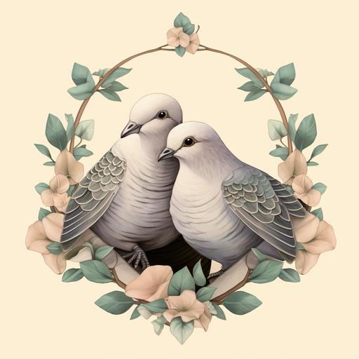 two turtle doves, in the style of 1924 illustration --s 50