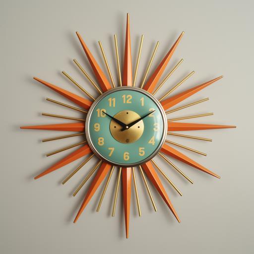 Mid Century clock Sunburst clock