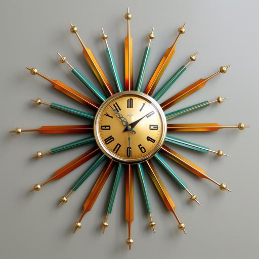 Mid Century clock Sunburst clock