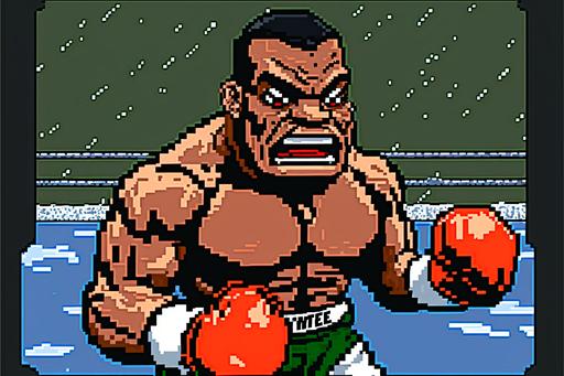 Mike Tyson’s Punch-out, video game pixel art --ar 3:2 --v 4