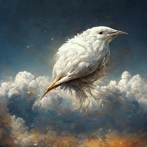 huge, beautiful, white bird in the sky, fantasy, realistic, detailed