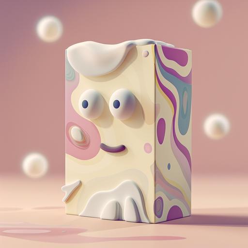 Milk packaging box slimming and twisting abstract cartoon personification