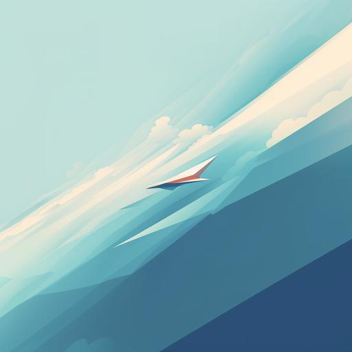Minimalism closeup vector layered art of a wing of a plane flying on the sky In Dylan wayde’s style