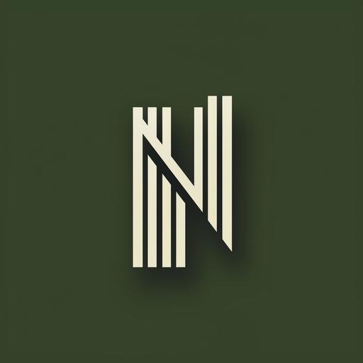 Minimalist design, logo design, letter M, shape of bamboo, two colors, green and black, white background, negative space, geometric elements, clean lines, balance and proportion