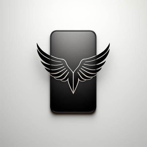 Minimalist single sided winged cell phone, logo --s 250 --v 5.2
