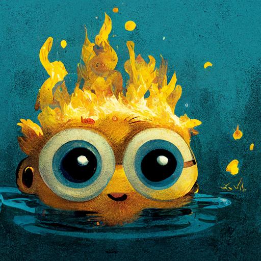 Minions playing in water and fire