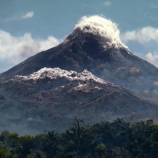 Nevado del Ruiz volcano seen from Murillo Tolima Colombia on a sunny day ultra realistic detailed 4k