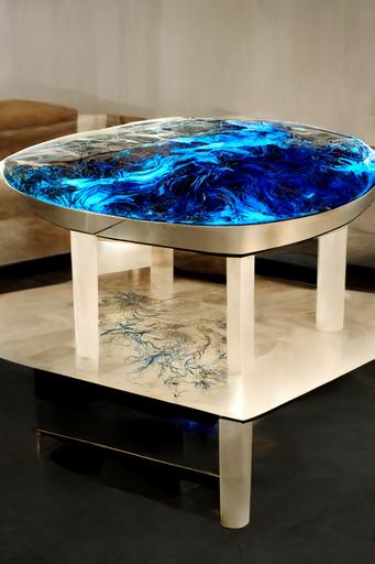 Modern Luxury seep blue resin river table in modern home cear blue , —ar 21:29