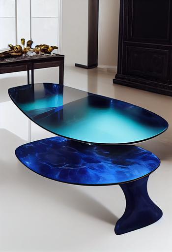 Modern Luxury seep blue resin river table in modern home cear blue , —ar 21:29 --upbeta