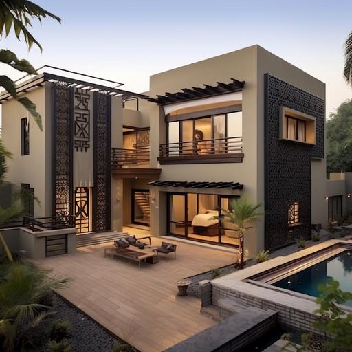 Modern West African houses with mixt of modernism with traditional inspiration.