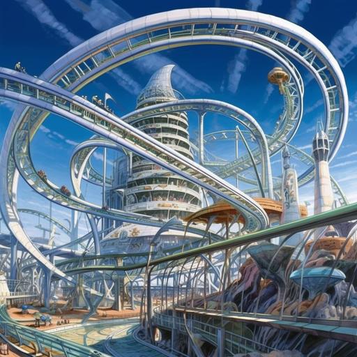 Moebius strip, futuristic roller coaster, fantasy