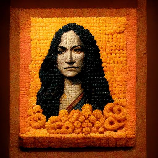 Mona Lisa made out of Cheeto puffs