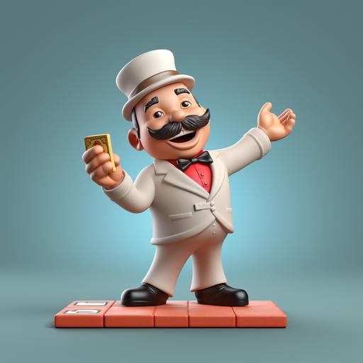 Monopoly game character in 3d neutral background, 3d Render, 3d model