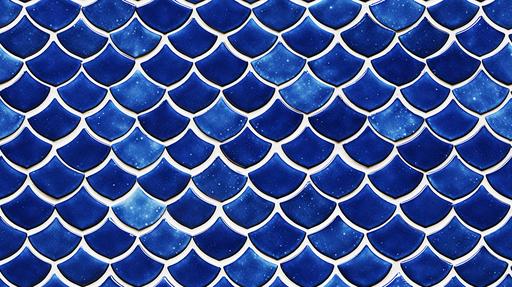Morrocan Fish scale tile, Fish scale pattern, Cobalt blue tiles, White grout --ar 16:9 --tile