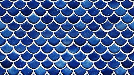 Morrocan Fish scale tile, Fish scale pattern, Cobalt blue tiles, White grout --ar 16:9 --tile