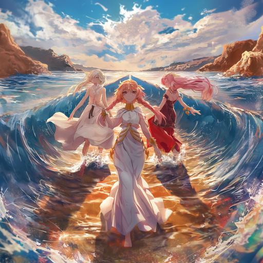 Moses parting the Red Sea. All anime girls. --v 6.0