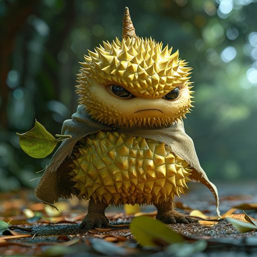 Mr. Durian the new Pixar super hero with a cape --v 6.0 --s 250