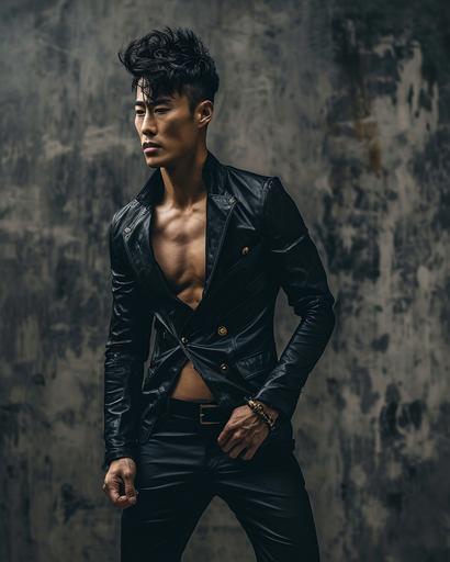 Muist haute couture muscular male Korean model --v 6.0 --style raw --ar 8:10