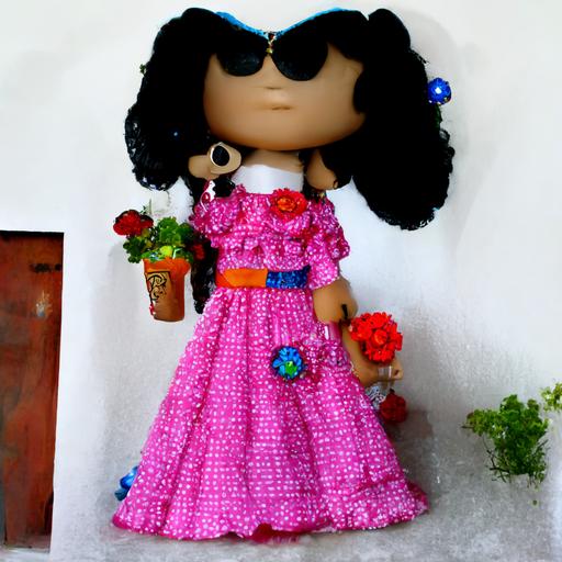 Muñeca LOL,cabello cafe,ojos azules, zapatos con rosas,vestido blanco,corona de cristal,bolsa gucci con flores,rule of thirds, 28mm,minimalist,niñosjugando, fondo con arcoiris y jardin arbolado, con columpios juegos infantiles, perros caminando