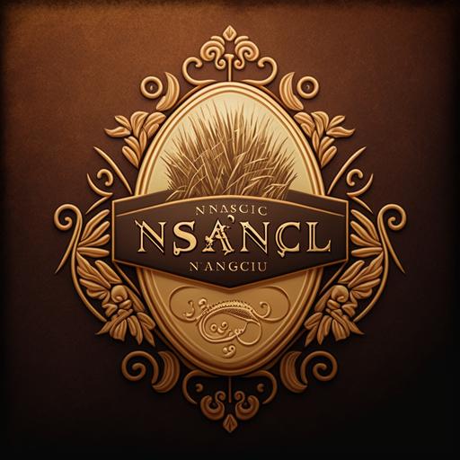 NSANGU rice logo, brown and gold background