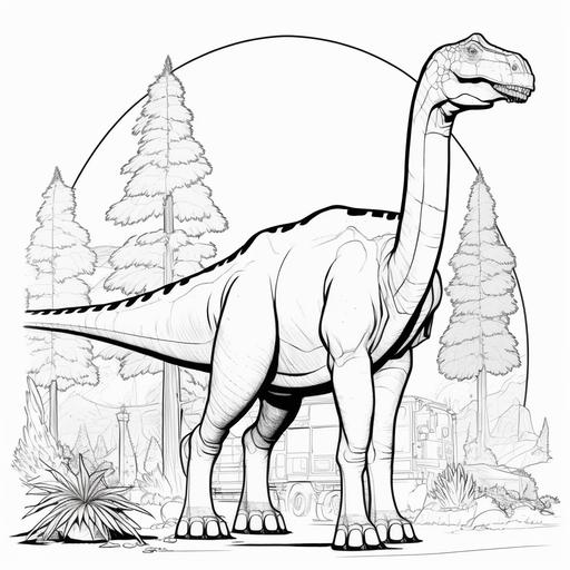 Neat animated drawing of Argentinosaurus, easy coloring page, white background.