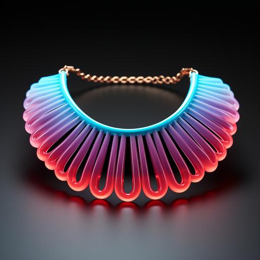 Neo Fauvist neon violet, pink and blue necklace, 80s style, sythnwave --s 750
