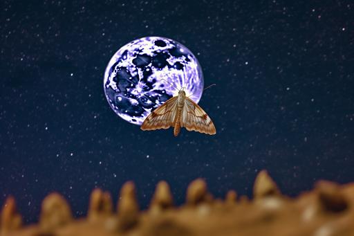 a photo of a moth fluttering and gliding through outer space , with the backdrop of stars a full moon, illuminated by serene soft moon light of a full moon, ethereal, photography by slim aarons, ansel adams, tim walker 16K, HD --ar 3:2 --q 5 --weird 1000