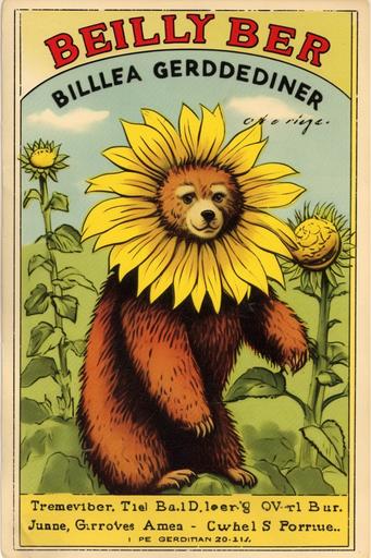 one single vintage seed packet of teddy bear sunflower guerrilla garden --ar 2:3 --v 5