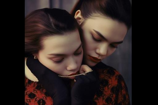 vampires biting my neck please don't ask me where I come from Oh what I cry these tears , just excommunicaked , photography by Bruce Weber, romina ressia, 16K, HD bruce weber --ar 3:2 --q 5 --v 5.1