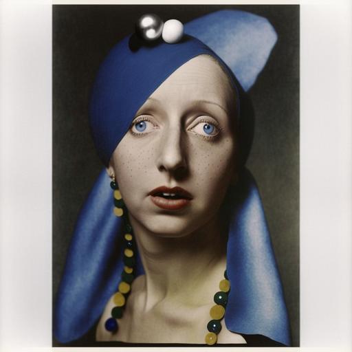 virgin mary is girl with a pearl earring , dynamic pose, superb coloured photgraphy by l'oreal paris, vermeer, Man Ray, , bruce weber --v 4 --q 4 --chaos 62