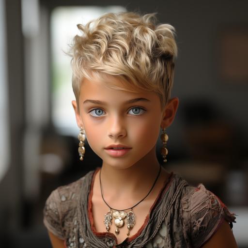 Nigerian princess, blonde pixie cut hair style, light gray eyes --v 5.2 --s 750
