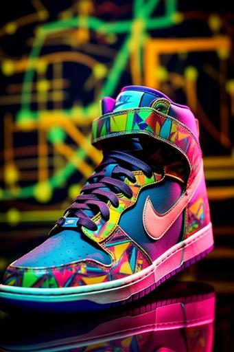 Nike Air Shoe disco 80’s art style, pop, funky style, disco patern, hippie, 🪩🪩🪩🪩🪩🪩 --ar 2:3 --upbeta --q 2 --s 750 --v 5.1 --style raw