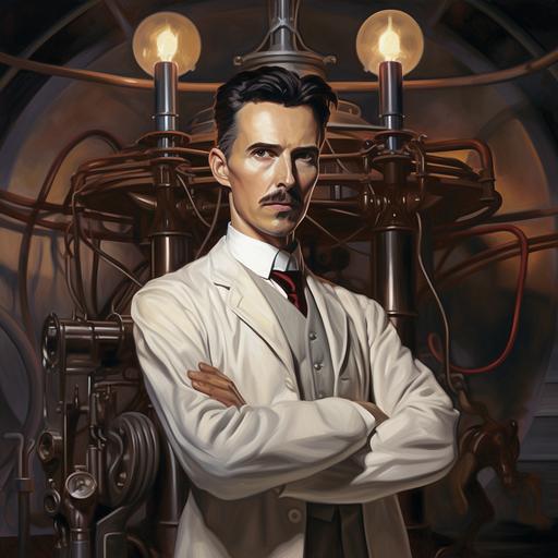 Nikola Tesla pensativo