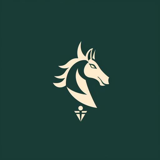Design a sleek and minimalist logo for ChessRush, a mobile chess platform. The logo should feature a darkish green background with a simple yet elegant depiction of a horse, wearing a royal crown. The design should convey a sense of innovation and reliability, using clean lines and a modern aesthetic. The logo should be fun and simple. Under the horse should be the app name ChessRush in a bold font. The logo should be something you can draw in 1 minute. Vector. The horse should be entirely white, so as to look simple and elegant. The logo should symbolize trust, and royalty. As a reference, use the lichess.org logo