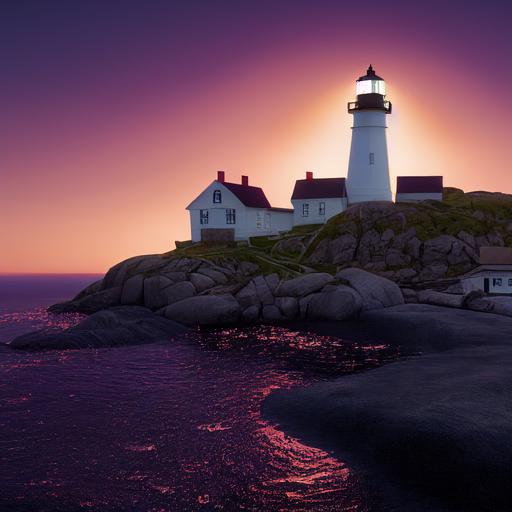 Nubble lighthouse York Maine cinematic 3d 8k octane rendering unreal engine—ar 16:8 —testp --upbeta