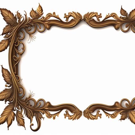 Wide Large Empty blank vintage frame, Autumnal, Wheat, Clean Lineart, Wooden texture, D&D Art Style, slight angle, super High detail, High Res, transparent background
