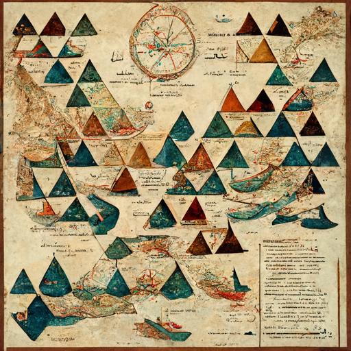 Old Mediterranean Sea map of the triangle