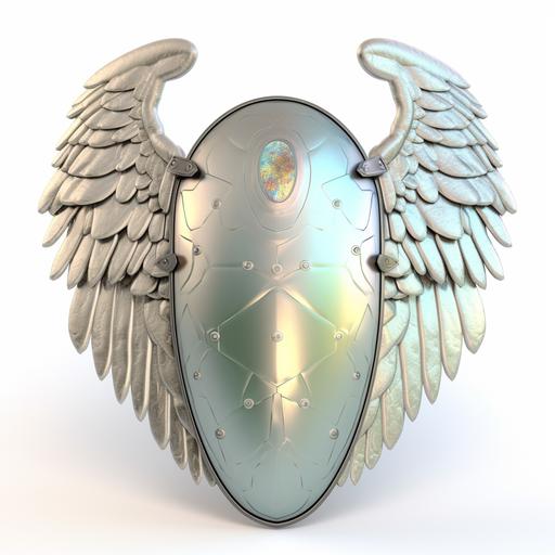 Opal colored angelic metal shield, no background high definition   --v 5.0